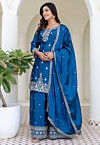 Embroidered Chinon Chiffon Pakistani Suit in Blue