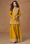 Embroidered Chinon Chiffon Pakistani Suit in Mustard