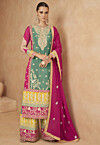 Embroidered Chinon Chiffon Pakistani Suit in Dusty Green