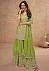 Embroidered Chinon Chiffon Pakistani Suit in Light Green