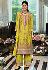 Embroidered Chinon Chiffon Pakistani Suit in Light Green