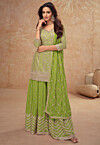 Embroidered Chinon Chiffon Pakistani Suit in Light Green
