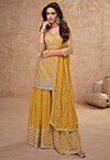 Embroidered Chinon Chiffon Pakistani Suit in Mustard