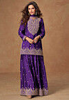 Embroidered Chinon Chiffon Pakistani Suit in Purple