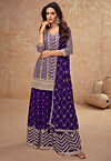 Embroidered Chinon Chiffon Pakistani Suit in Purple