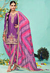Embroidered Chinon Chiffon Punjabi Suit in Purple