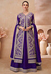 Embroidered Chinon Silk Lehenga in Purple