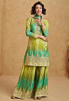 Embroidered Chinon Silk Pakistani Suit in Light Green
