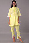 Embroidered Rayon CO Ord Set in Yellow