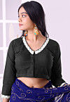 Embroidered Cotton Blouse in Black