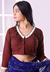 Embroidered Cotton Blouse in Maroon
