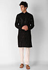 Embroidered Cotton Kurta in Black