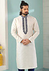 Embroidered Cotton Kurta in White