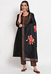 Embroidered Cotton Pakistani Suit in Black