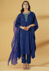 Embroidered Cotton Pakistani Suit in Blue