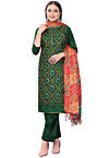 Embroidered Cotton Pakistani Suit in Green