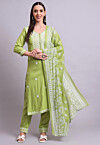 Embroidered Cotton Pakistani Suit in Light Green