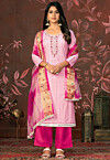 Embroidered Cotton Pakistani Suit in Light Pink