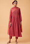Embroidered Cotton Pakistani Suit in Old Rose