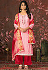 Embroidered Cotton Pakistani Suit in Peach