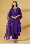 Embroidered Cotton Pakistani Suit in Purple
