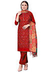 Embroidered Cotton Pakistani Suit in Red