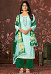 Embroidered Cotton Pakistani Suit in Sea Green