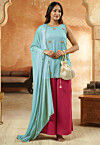 Embroidered Cotton Pakistani Suit in Sky Blue