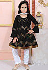 Embroidered Cotton Silk Anarkali Suit in Black