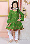 Embroidered Cotton Silk Anarkali Suit in Green