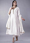 Embroidered Cotton Silk Anarkali Suit in White