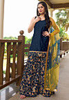 Embroidered Cotton Silk Pakistani Suit in Blue