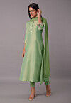 Embroidered Cotton Silk Pakistani Suit in Light Green