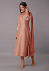 Embroidered Cotton Silk Pakistani Suit in Peach