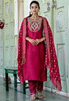 Embroidered Cotton Silk Pakistani Suit in Pink