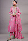 Embroidered Cotton Silk Pakistani Suit in Pink