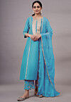 Embroidered Cotton Silk Pakistani Suit in Sky Blue