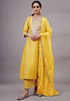 Embroidered Cotton Silk Pakistani Suit in Yellow