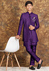 Embroidered Cotton Silk Sherwani in Purple