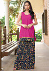 Embroidered Cotton Silk Straight Kurta in Pink