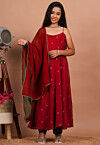 Embroidered Crepe Anarkali Suit in Maroon