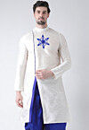 Embroidered Dupion Silk Kurta in White