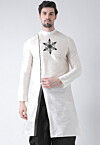 Embroidered Dupion Silk Kurta in White