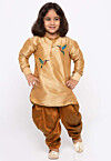 Embroidered Dupion Silk Kurta Set in Beige