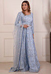 Embroidered Dupion Silk Lehenga in Light Blue