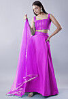 Embroidered Dupion Silk Lehenga in Magenta