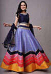 Embroidered Dupion Silk Lehenga in Purple