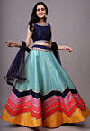 Embroidered Dupion Silk Lehenga in Sky Blue