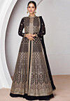 Embroidered Georgette Lehenga in Black
