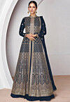 Embroidered Georgette Lehenga in Navy Blue